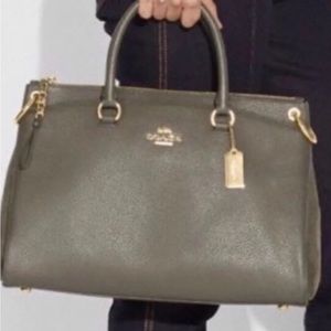 Coach Mia Satchel F77884 Military Green Pebble Leather